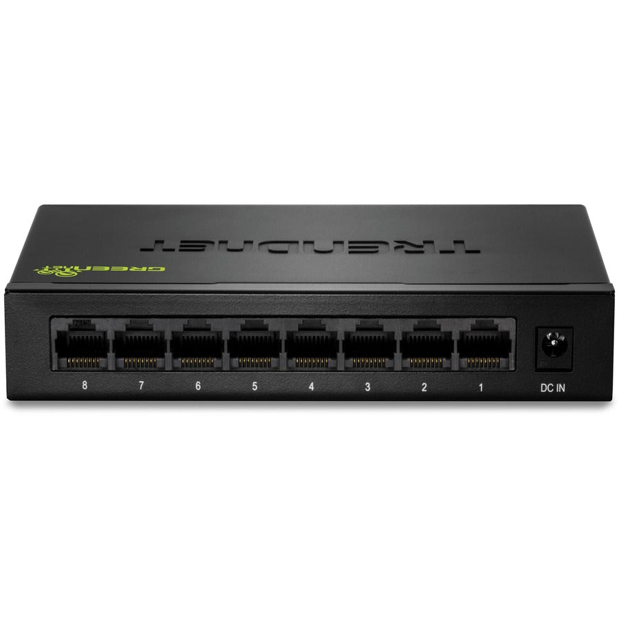 TRENDnet Switch Gigabit GREENnet à 8 ports, commutateur réseau Ethernet, 8 ports Gigabit Ethernet 10-100-1000 Mbps, capacité de commutation 16 Gbps, métal, protection à vie, noir, TEG-S82G TEG-S82g