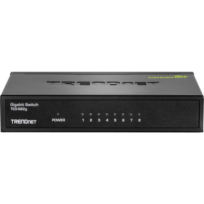 TRENDnet Switch Gigabit GREENnet à 8 ports, commutateur réseau Ethernet, 8 ports Gigabit Ethernet 10-100-1000 Mbps, capacité de commutation 16 Gbps, métal, protection à vie, noir, TEG-S82G TEG-S82g