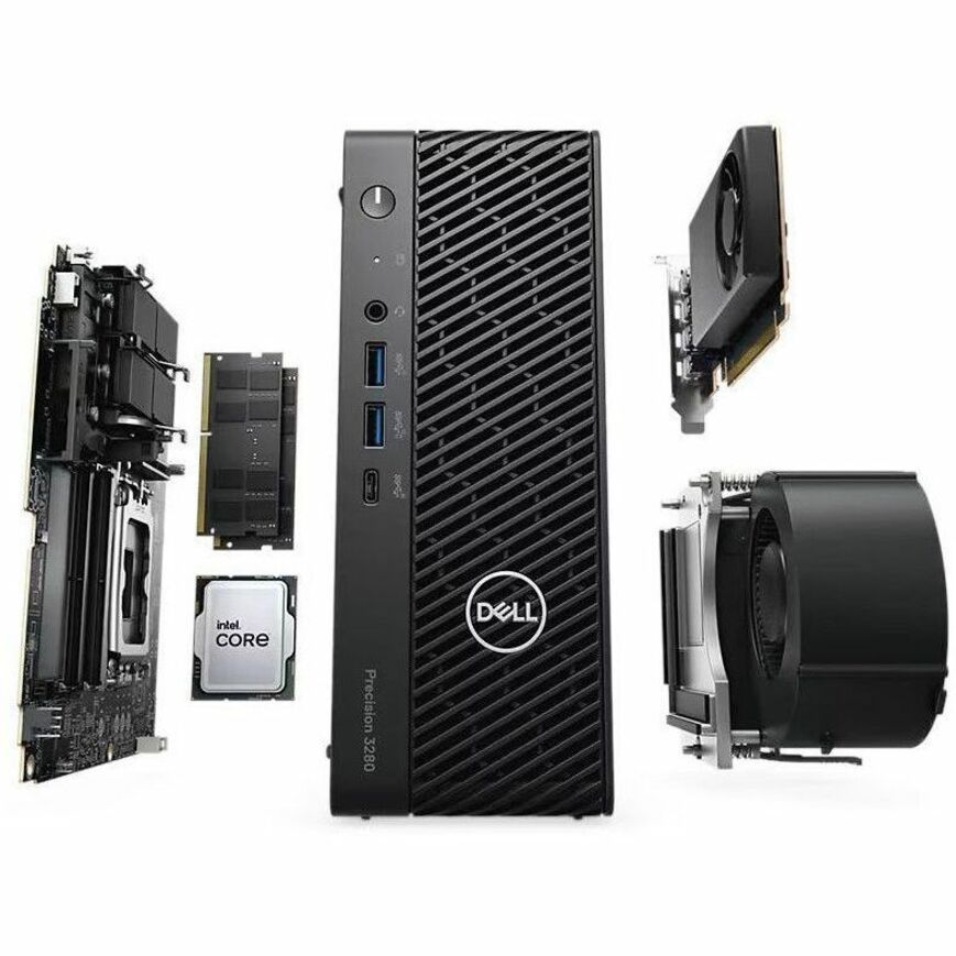 Station de travail Dell Precision 3000 3280 - Intel Core i5 14e génération i5-14500 - 16 Go - SSD 512 Go - Compact - Noir YH4N7