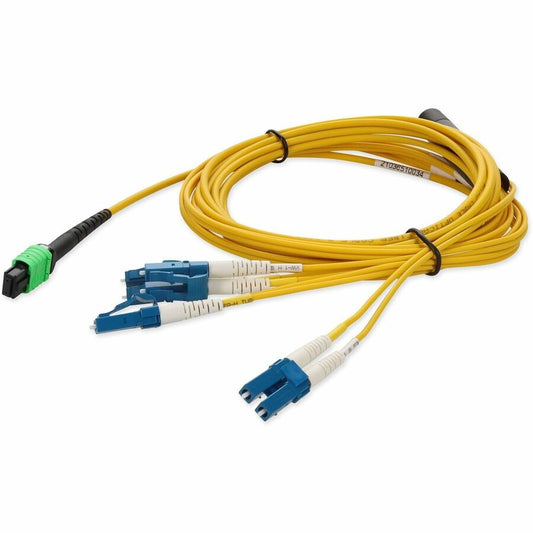 Câble de raccordement jaune AddOn 3 m MPO vers 4xLC Duplex Fanout SMF pour Juniper MTP-4LC-S3M-AO