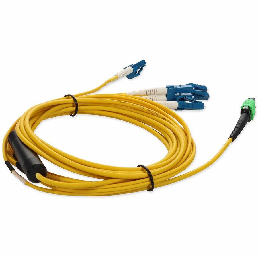 Câble de raccordement jaune AddOn 3 m MPO vers 4xLC Duplex Fanout SMF pour Juniper MTP-4LC-S3M-AO