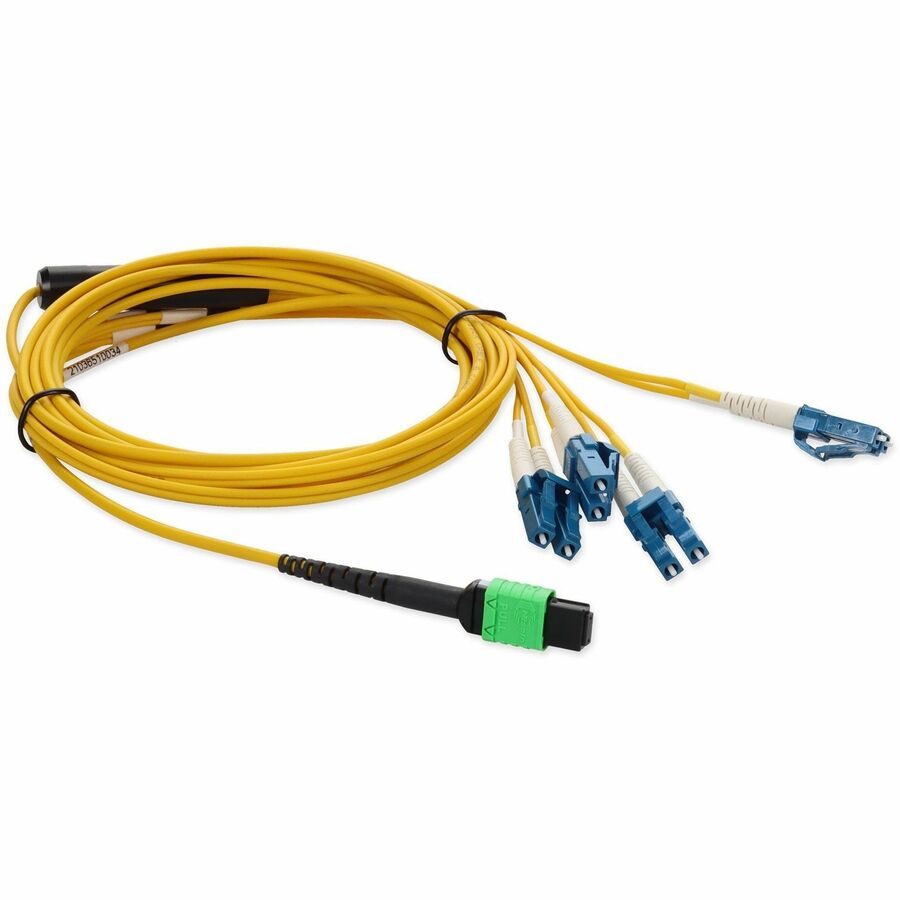 Câble de raccordement jaune AddOn 3 m MPO vers 4xLC Duplex Fanout SMF pour Juniper MTP-4LC-S3M-AO
