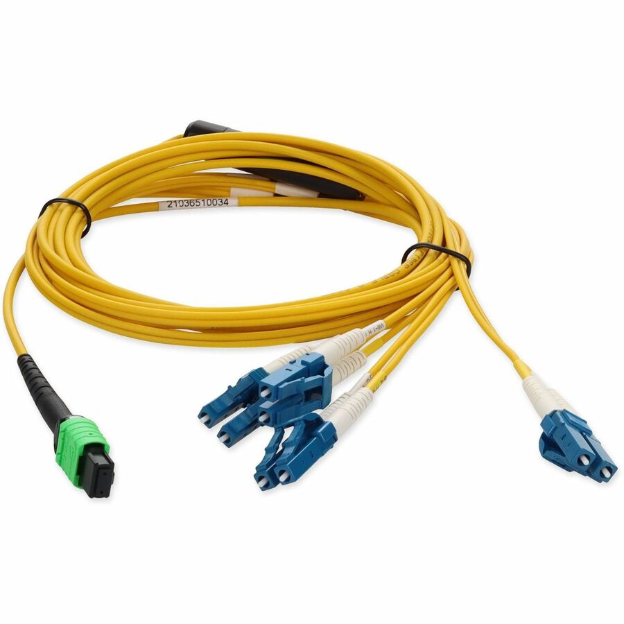 Câble de raccordement jaune AddOn 3 m MPO vers 4xLC Duplex Fanout SMF pour Juniper MTP-4LC-S3M-AO