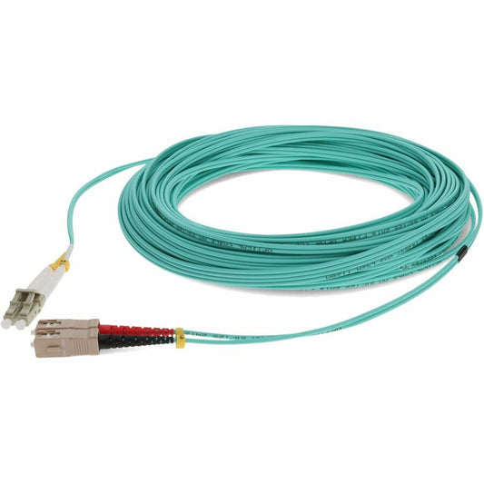 Câble de raccordement fibre optique multimode optimisé au laser (LOMM) Duplex SC/LC OM4 Aqua 15 m AddOn ADD-SC-LC-15M5OM4