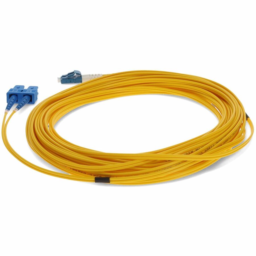 Câble de raccordement OFNR (Riser Rated) jaune AddOn 15 m SMF 9/125 Duplex SC/LC OS1 ADD-SC-LC-15M9SMF