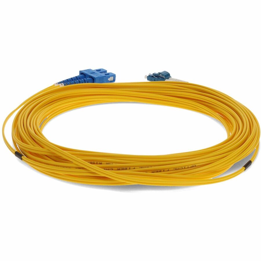 Câble de raccordement OFNR (Riser Rated) jaune AddOn 15 m SMF 9/125 Duplex SC/LC OS1 ADD-SC-LC-15M9SMF
