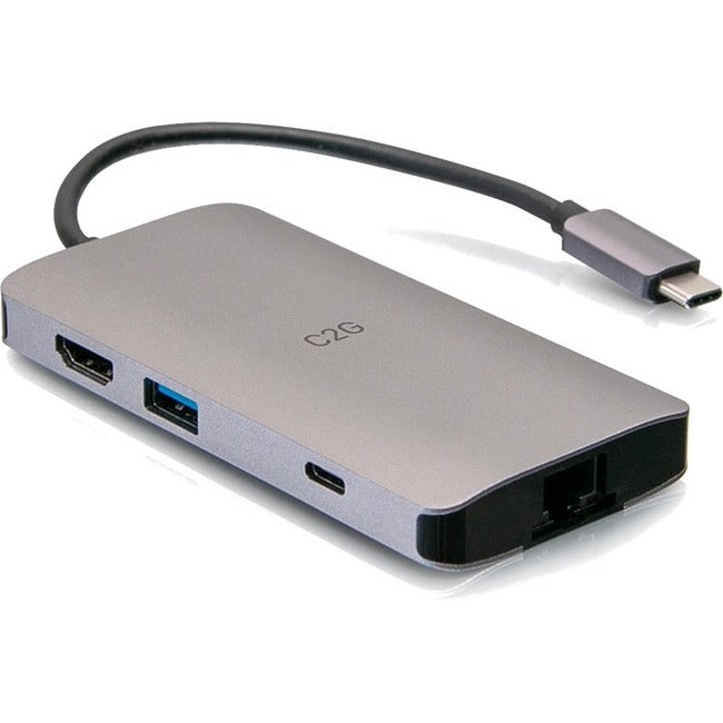C2G USB C Portable Laptop Dock with HDMI, USB, Ethernet, SD, and USB-C - 4K C2G54458