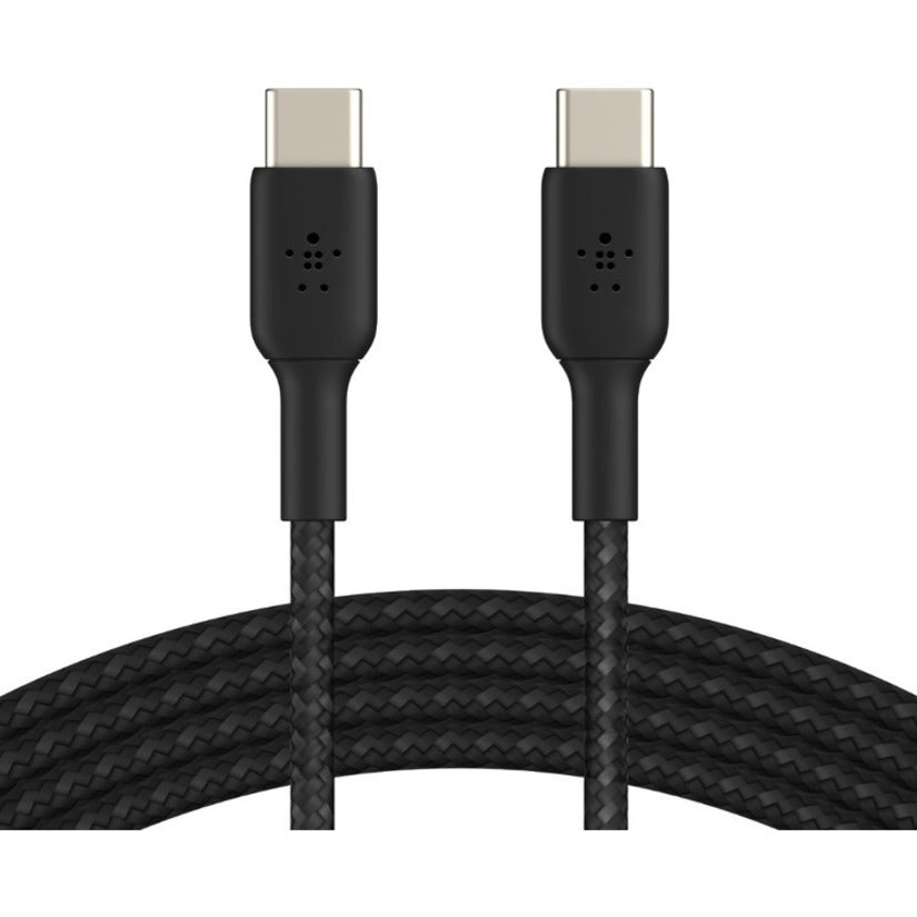 Câble tressé USB-C vers USB-C Belkin BoostCharge (1 mètre / 3,3 pieds, noir) CAB004BT1MBK