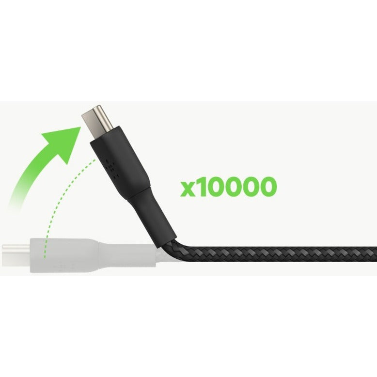 Câble tressé USB-C vers USB-C Belkin BoostCharge (1 mètre / 3,3 pieds, noir) CAB004BT1MBK