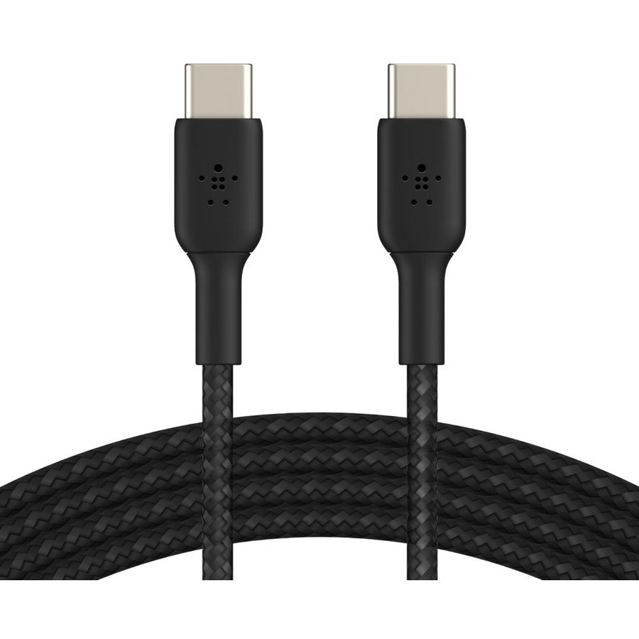 Câble USB-C vers USB-C 60 W Belkin - 480 Mbps - Nylon tressé - M/M - 2 m/6,6 pi - Noir CAB004BT2MBK