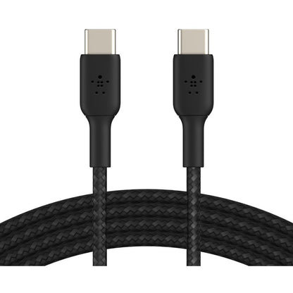 Câble USB-C vers USB-C 60 W Belkin - 480 Mbps - Nylon tressé - M/M - 2 m/6,6 pi - Noir CAB004BT2MBK