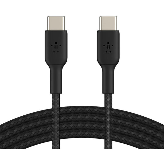 Belkin 60W USB-C to USB-C Cable - 480 Mbps - Nylon, Braided - M/M - 2m/6.6ft - Black CAB004BT2MBK