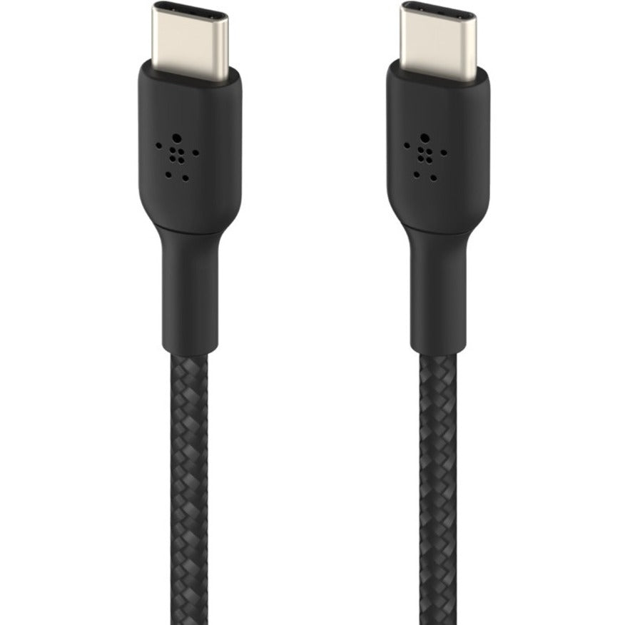 Câble USB-C vers USB-C 60 W Belkin - 480 Mbps - Nylon tressé - M/M - 2 m/6,6 pi - Noir CAB004BT2MBK