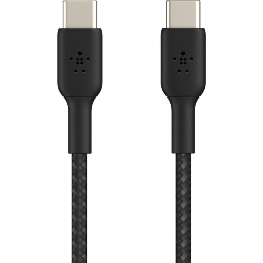 Câble USB-C vers USB-C 60 W Belkin - 480 Mbps - Nylon tressé - M/M - 2 m/6,6 pi - Noir CAB004BT2MBK