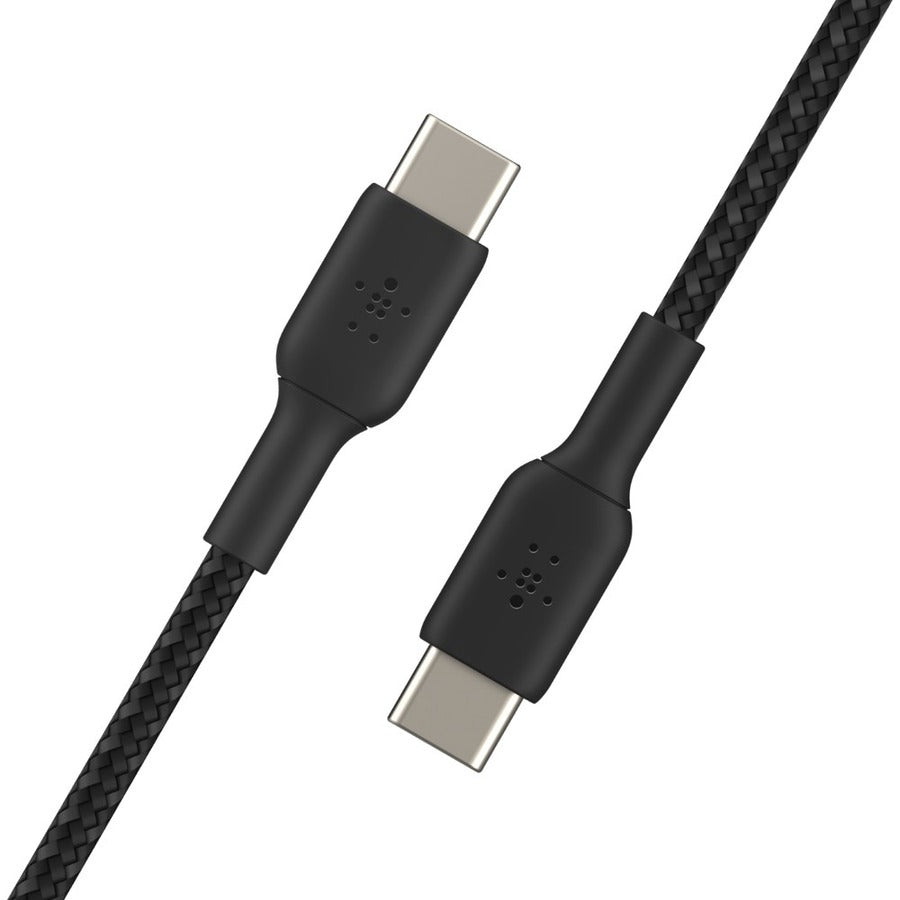Câble USB-C vers USB-C 60 W Belkin - 480 Mbps - Nylon tressé - M/M - 2 m/6,6 pi - Noir CAB004BT2MBK