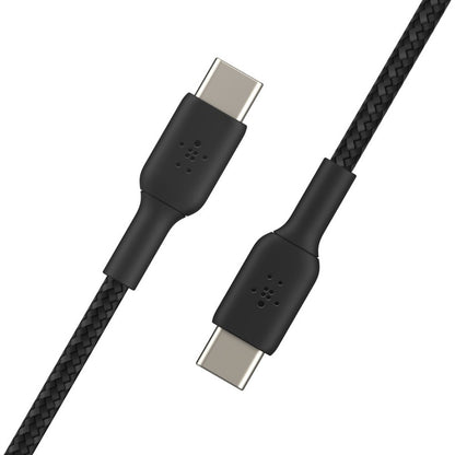 Câble USB-C vers USB-C 60 W Belkin - 480 Mbps - Nylon tressé - M/M - 2 m/6,6 pi - Noir CAB004BT2MBK