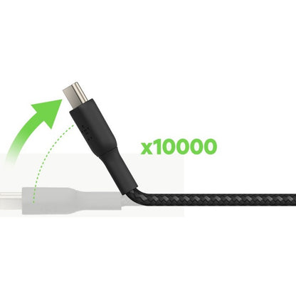 Câble USB-C vers USB-C 60 W Belkin - 480 Mbps - Nylon tressé - M/M - 2 m/6,6 pi - Noir CAB004BT2MBK