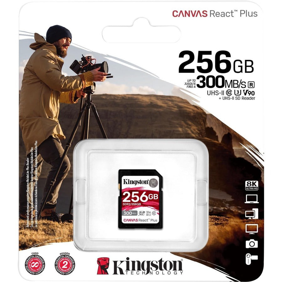 Kingston Canvas React Plus SDR2 256 Go Classe 10/UHS-II (U3) V90 SDXC SDR2/256 Go