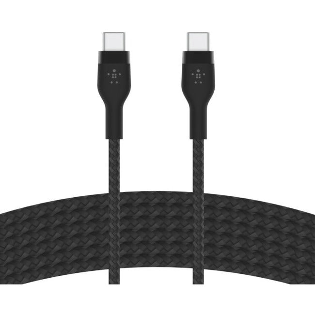 Câble USB-C vers USB-C 60 W Belkin - 480 Mbps - Silicone, tressé - M/M - 3 m/9,9 pi - Noir CAB011BT3MBK
