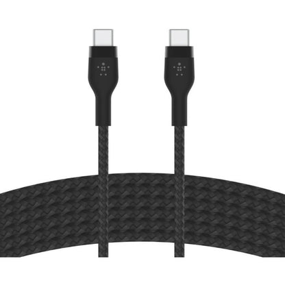 Câble USB-C vers USB-C 60 W Belkin - 480 Mbps - Silicone, tressé - M/M - 3 m/9,9 pi - Noir CAB011BT3MBK