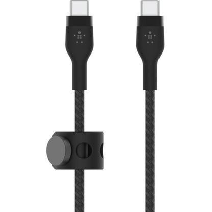 Câble USB-C vers USB-C 60 W Belkin - 480 Mbps - Silicone, tressé - M/M - 3 m/9,9 pi - Noir CAB011BT3MBK
