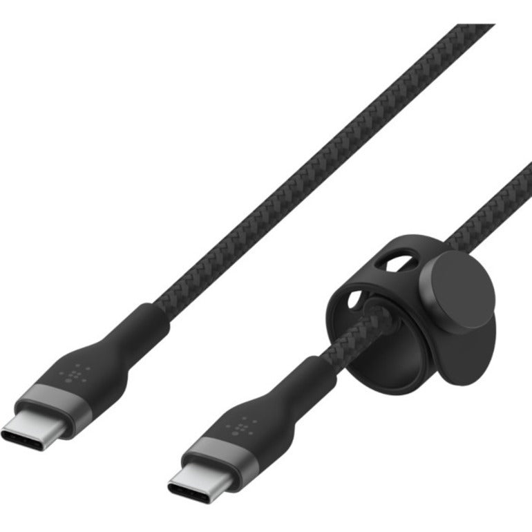 Câble USB-C vers USB-C 60 W Belkin - 480 Mbps - Silicone, tressé - M/M - 3 m/9,9 pi - Noir CAB011BT3MBK