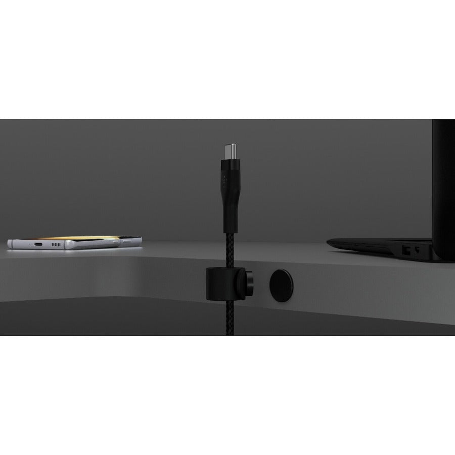 Câble USB-C vers USB-C 60 W Belkin - 480 Mbps - Silicone, tressé - M/M - 3 m/9,9 pi - Noir CAB011BT3MBK