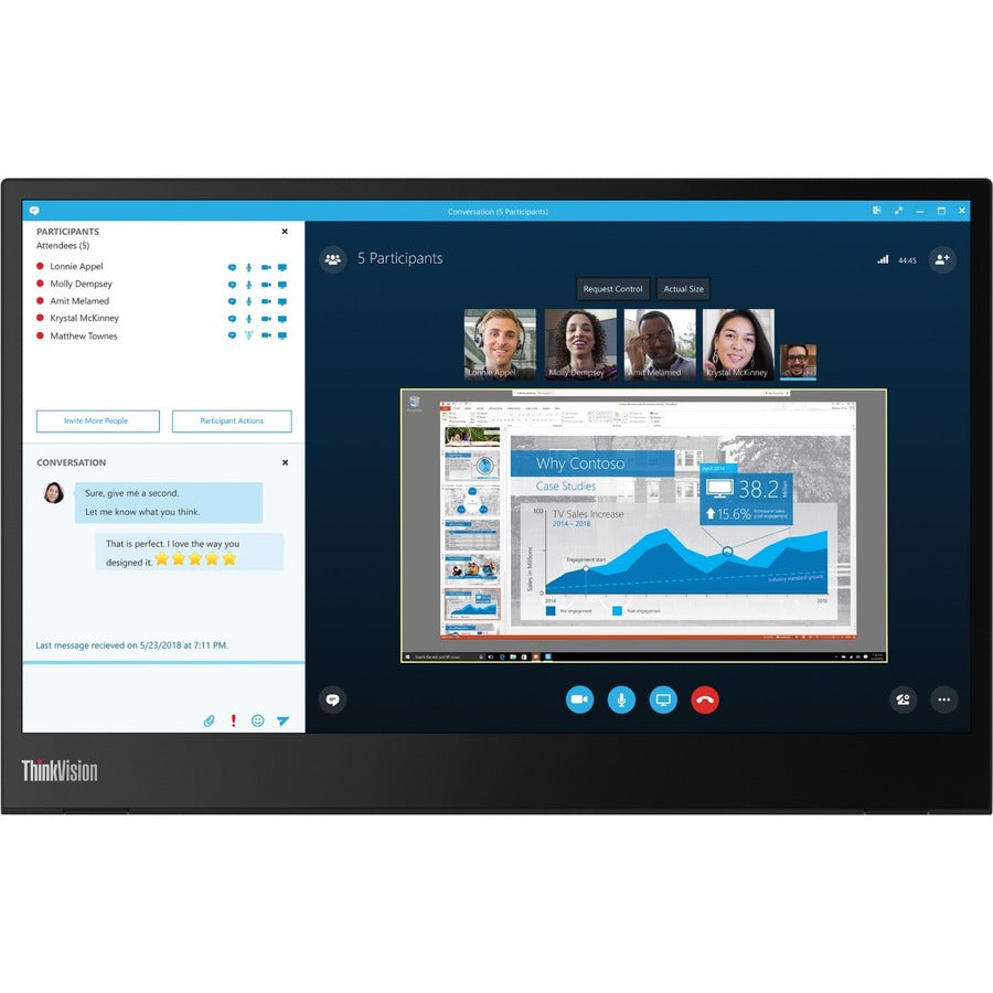 Moniteur LCD Full HD Lenovo ThinkVision M14 14" - 16:9 - Noir corbeau 61DDUAR6US