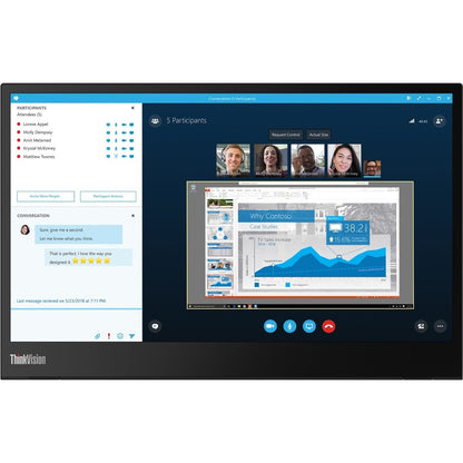 Moniteur LCD Full HD Lenovo ThinkVision M14 14" - 16:9 - Noir corbeau 61DDUAR6US