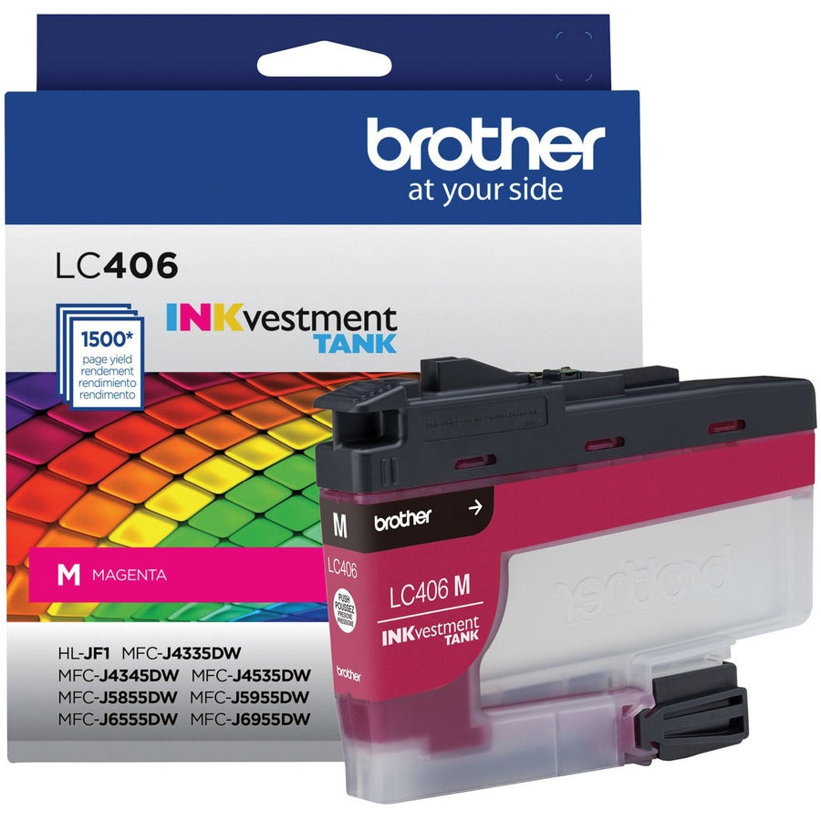 Cartouche d'encre à jet d'encre d'origine Brother INKvestment LC406M à rendement standard - Paquet unique - Magenta - 1 de chaque LC406MS