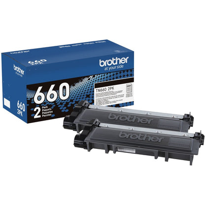Cartouche de toner laser haute capacité d'origine Brother TN-660 - Paquet de deux - Noir - 2 / Boîte TN660 2PK