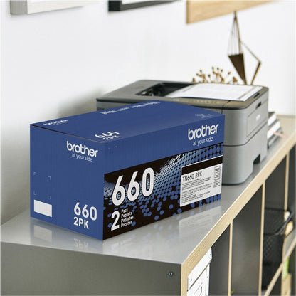 Cartouche de toner laser haute capacité d'origine Brother TN-660 - Paquet de deux - Noir - 2 / Boîte TN660 2PK