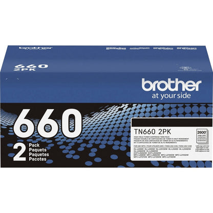 Cartouche de toner laser haute capacité d'origine Brother TN-660 - Paquet de deux - Noir - 2 / Boîte TN660 2PK