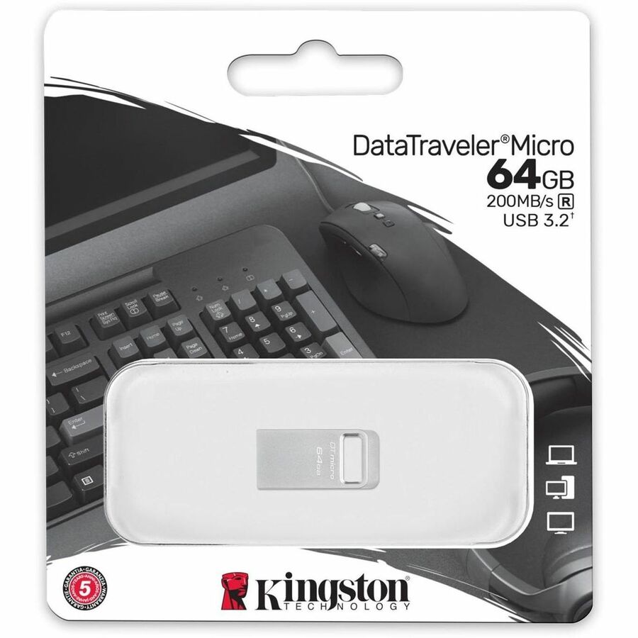 Clé USB 3.2 (1ère génération) Kingston DataTraveler Micro 64 Go DTMC3G2/64GBCR