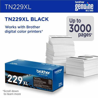 Cartouche de toner laser à haut rendement d'origine Brother - Noir - 1 unité TN229XLBK