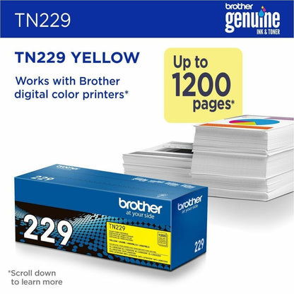 Cartouche de toner laser Brother d'origine à rendement standard - Jaune - 1 unité TN229Y