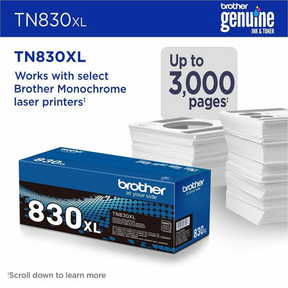 Cartouche de toner laser d'origine Brother - Noir - 1 pièce TN830XL
