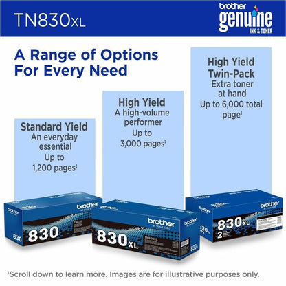 Cartouche de toner laser d'origine Brother - Noir - 1 pièce TN830XL