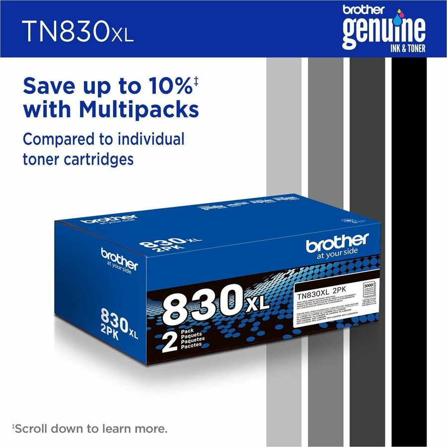 Cartouche de toner laser d'origine Brother - Noir - 1 pièce TN830XL
