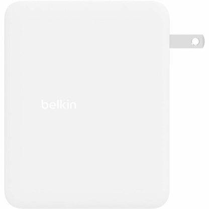 Chargeur mural portable Belkin GaN 140 W à 4 ports - 3 x USB-C, 1 x USB-A (140 W au total) - Charge rapide - Adaptateur secteur - Blanc WCH014dqWH