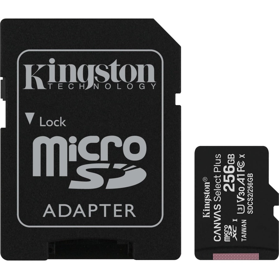 Carte microSDXC Kingston Canvas Select Plus SDCS2 256 Go Classe 10/UHS-I (U3) - 1 paquet SDCS2/256 Go