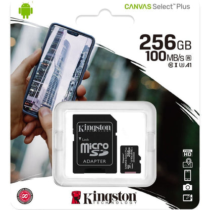 Carte microSDXC Kingston Canvas Select Plus SDCS2 256 Go Classe 10/UHS-I (U3) - 1 paquet SDCS2/256 Go