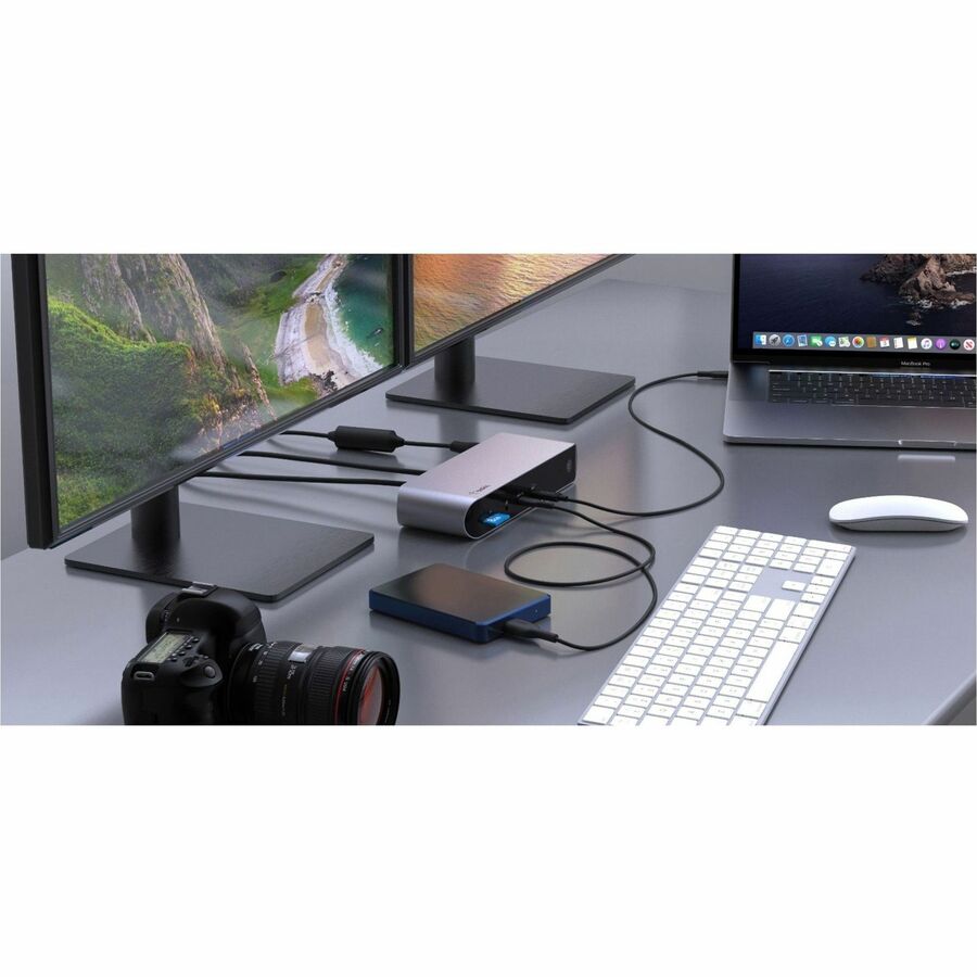 Station d'accueil pour ordinateur portable Belkin Thunderbolt 4 - Hub USB C - Station d'accueil USB C pour MacBook et Windows, alimentation 90 W, écran simple 8K ou double 4K, avec ports Thunderbolt, HDMI, Ethernet, SD et audio INC006TTSGY