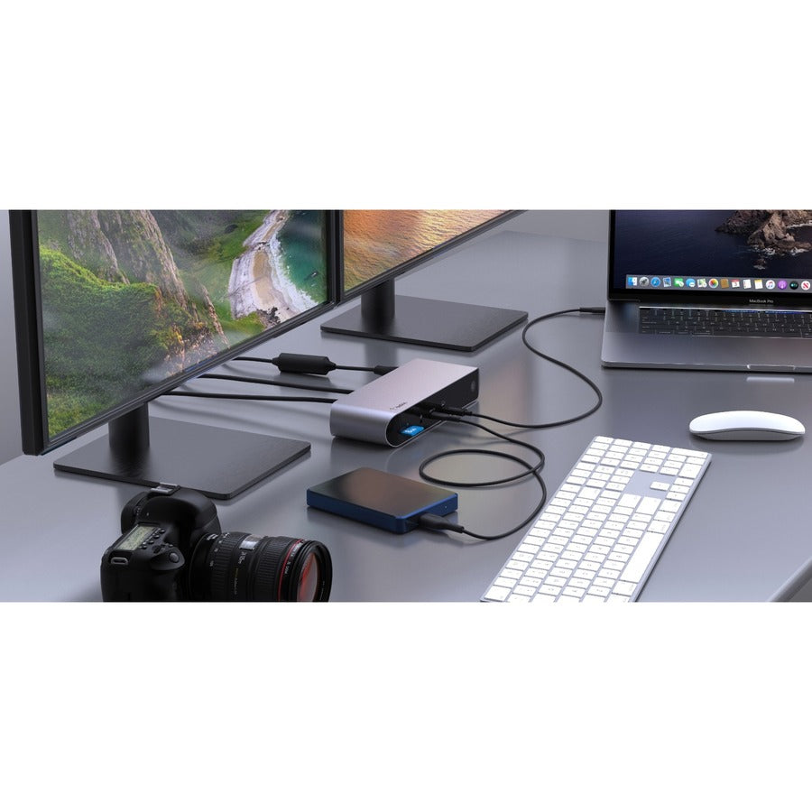 Station d'accueil pour ordinateur portable Belkin Thunderbolt 4 - Hub USB C - Station d'accueil USB C pour MacBook et Windows, alimentation 90 W, écran simple 8K ou double 4K, avec ports Thunderbolt, HDMI, Ethernet, SD et audio INC006TTSGY