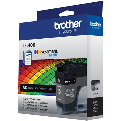 Brother INKvestment LC406BK Original Standard Yield Inkjet Ink Cartridge - Single Pack - Black - 1 Each LC406BKS