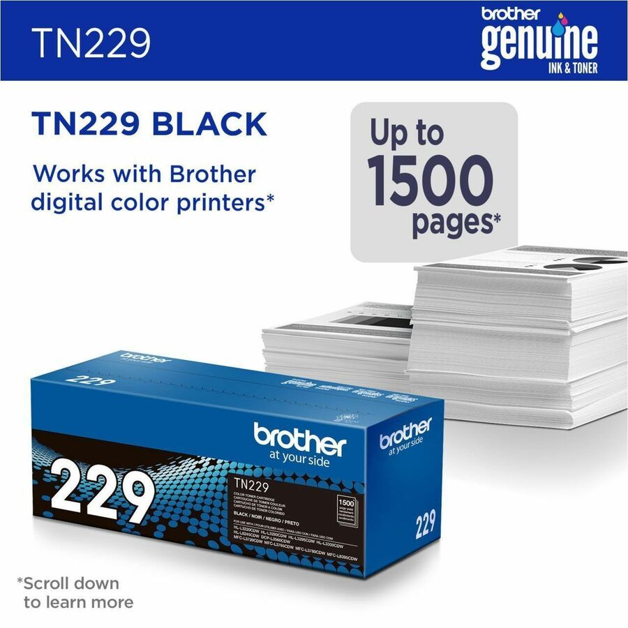 Cartouche de toner laser Brother d'origine à rendement standard - Noir - 1 unité TN229BK