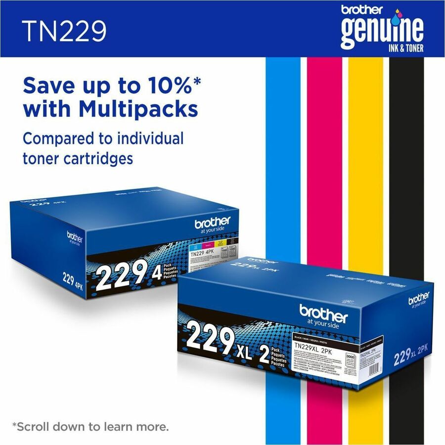 Cartouche de toner laser Brother d'origine à rendement standard - Magenta - 1 unité TN229M