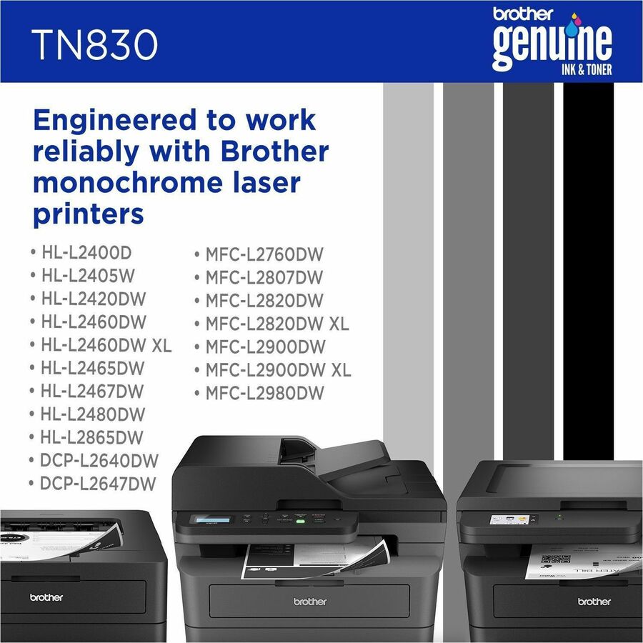 Cartouche de toner laser Brother d'origine à rendement standard - Noir - 1 unité TN830
