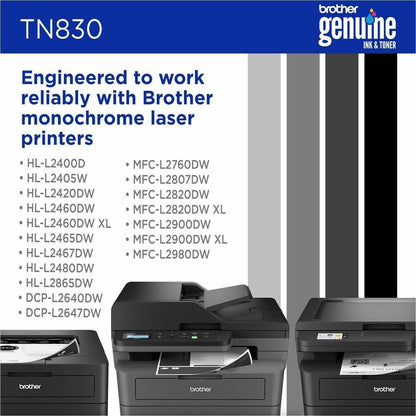 Cartouche de toner laser Brother d'origine à rendement standard - Noir - 1 unité TN830