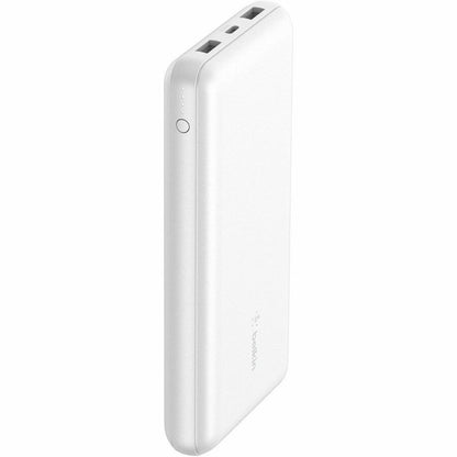 Chargeur portatif Belkin 15 W à 3 ports USB - 20 000 mAh - 2 x USB-A (12 W), 1 x USB-C (15 W) - avec câble USB-A vers USB-C - Blanc BPB012BTWH